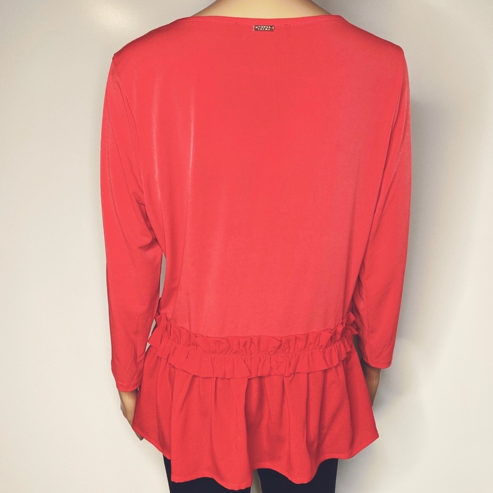 Ivanka Trump top in two-tone orange with ruffle - Picture 2 of 5